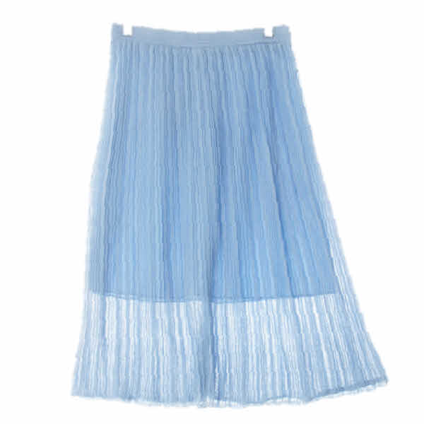 BCBG 스카이블루 아크릴혼방 플리츠쿨니트미디스커트