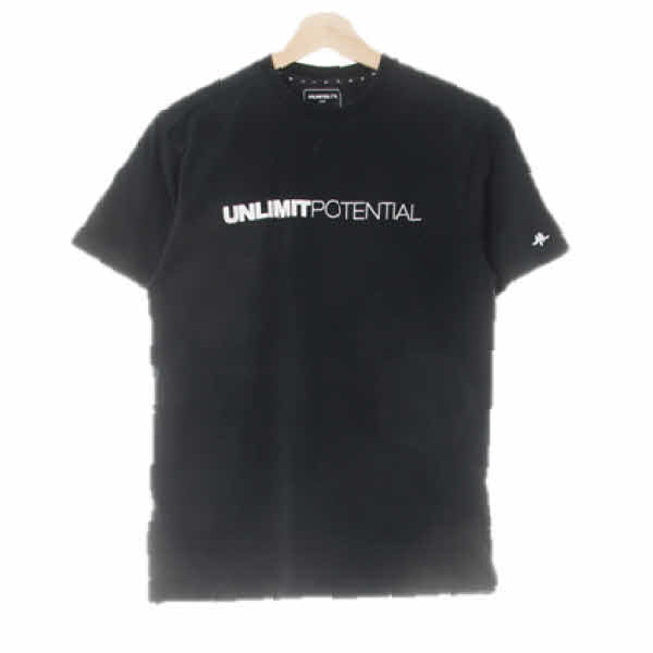 unlimited 블랙 면 레터링센터로고반팔티