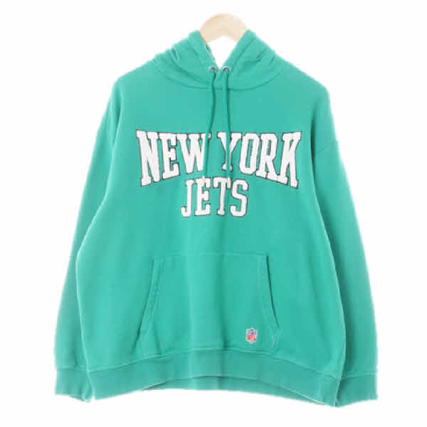 h&m 브라이트그린 면혼방 뉴욕부클빅로고후드티