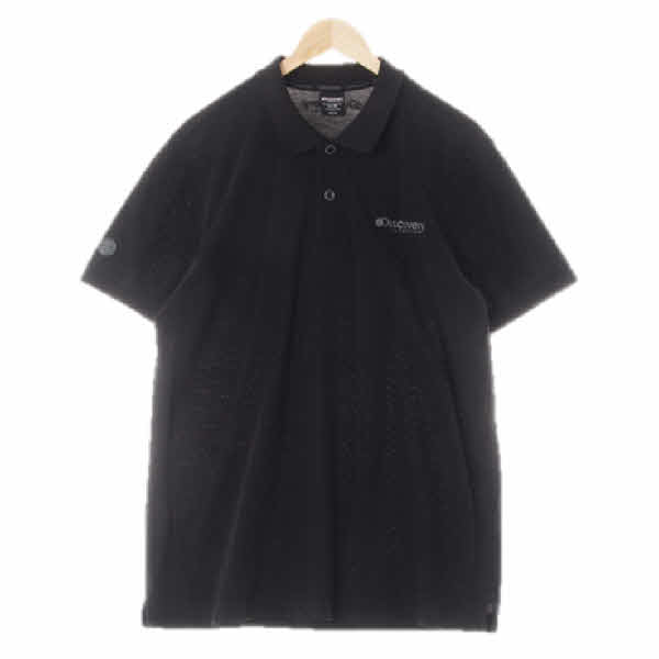 디스커버리 블랙 면혼방 입체로고PK반팔티