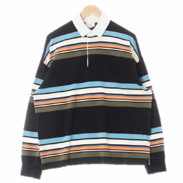h&m 블랙 스트라이프 면 배색카라티