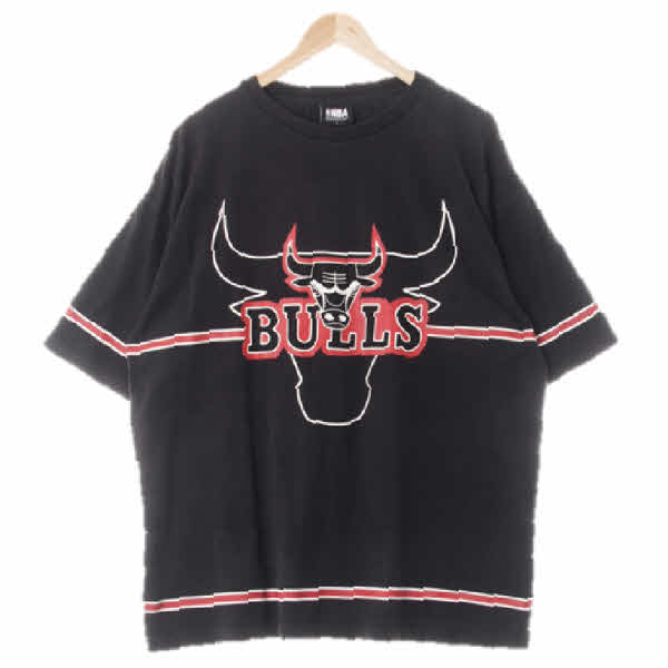 NBA 블랙 면 빅불스로고라운드반팔티