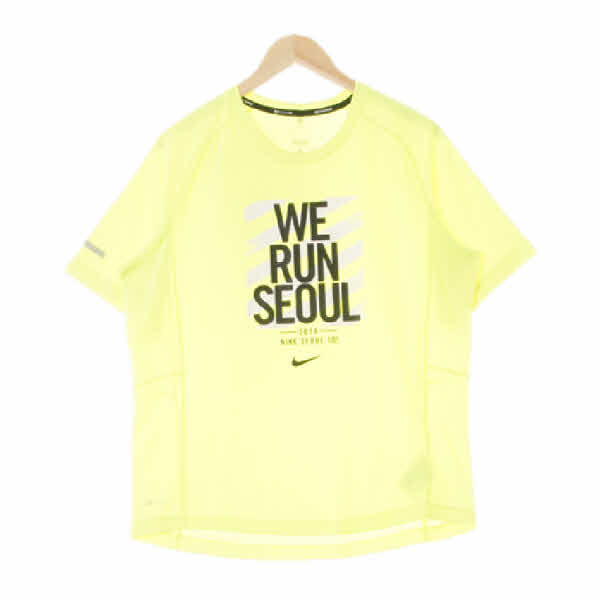 나이키 형광노랑 프린팅 드라이핏 위런서울스포츠반팔티