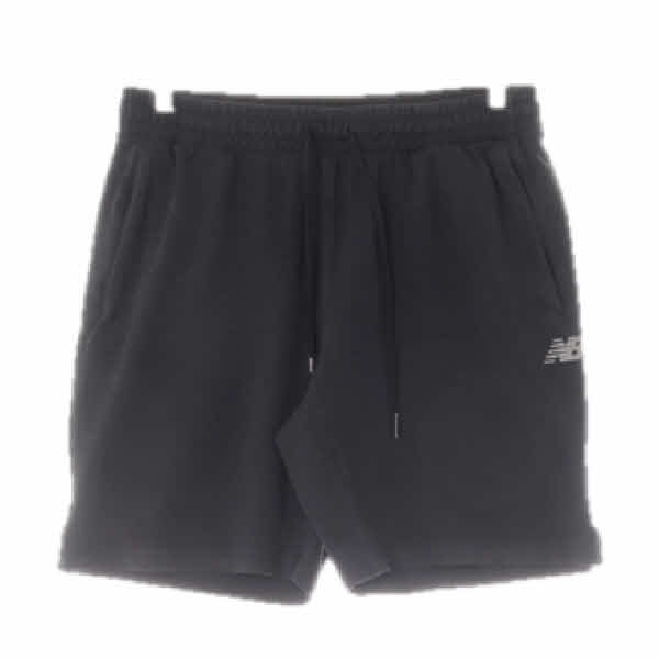 뉴발란스 블랙 프린팅 면혼방 로고베이직반바지