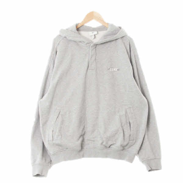 h&m 멜란지그레이 프린팅 면혼방 텍스트똑딱이루즈후드티