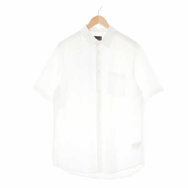 h&m 화이트 린넨 아웃포켓반소매셔츠