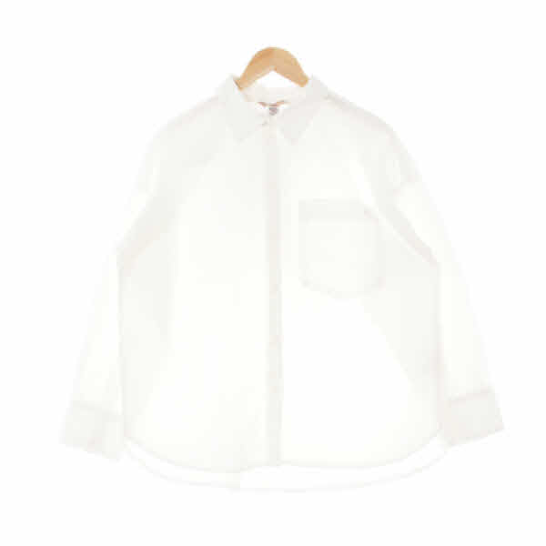 h&m 화이트 면 빅아웃포켓루즈셔츠
