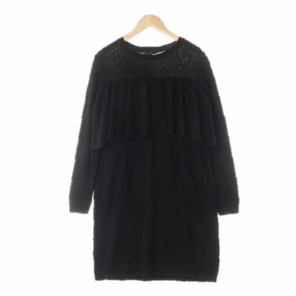 코스 블랙 울 티어드플라운스니트원피스