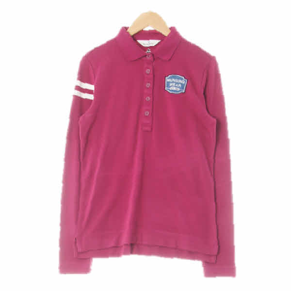 munsingwear 다크베리퍼플 데님패치카라긴팔티