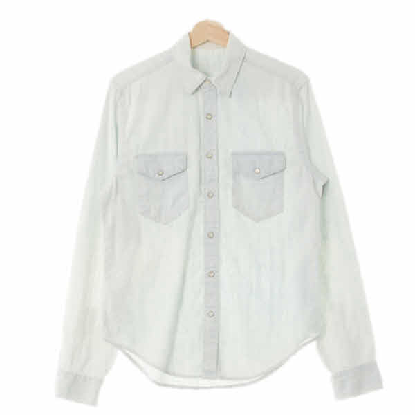 gap 연청 면 워싱플랩포켓긴소매셔츠