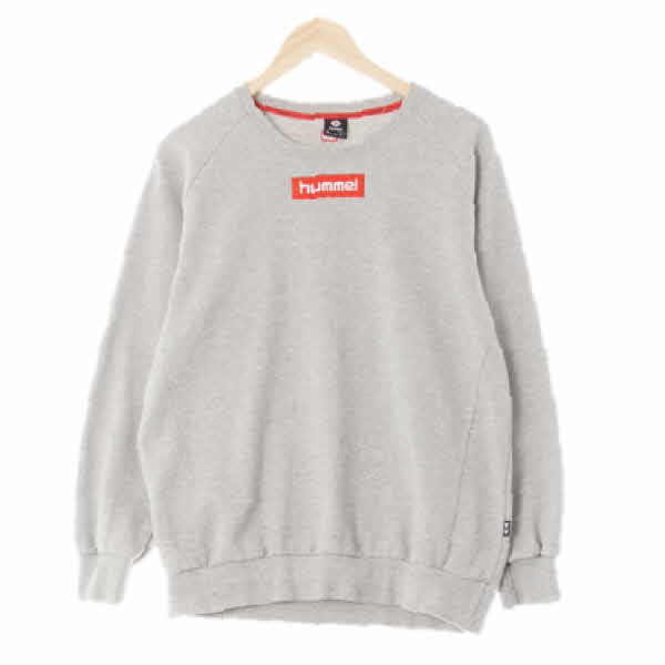 hummel 멜란지그레이 면혼방 중앙로고라이트맨투맨