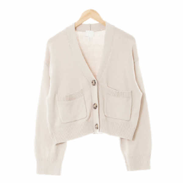 h&m 라이트베이지 면혼방 아웃포켓루즈브이넥가디건