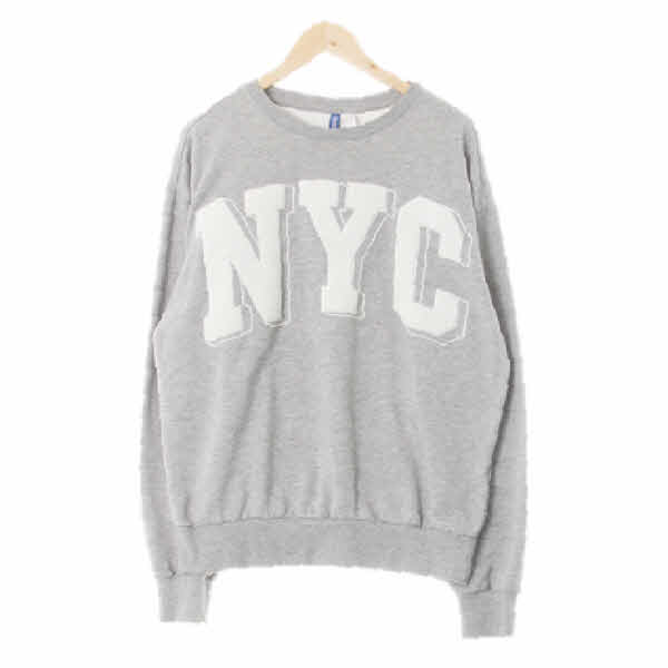 h&m 그레이 면혼방 nyc패치맨투맨