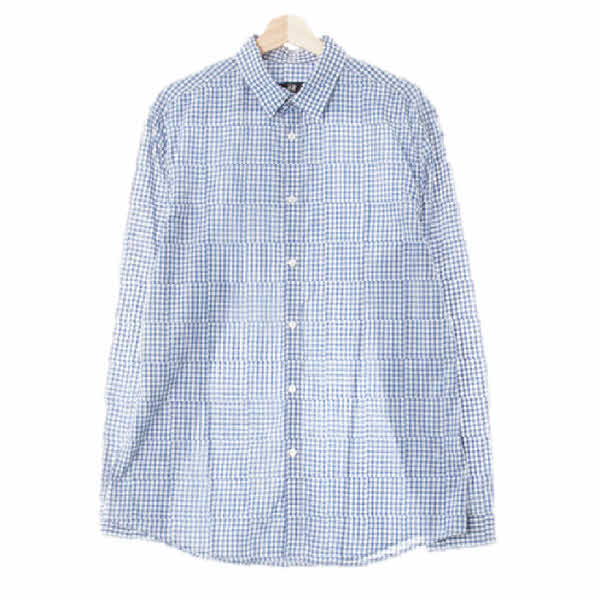 h&m 세일러블루화이트 깅엄체크 면혼방 긴팔셔츠
