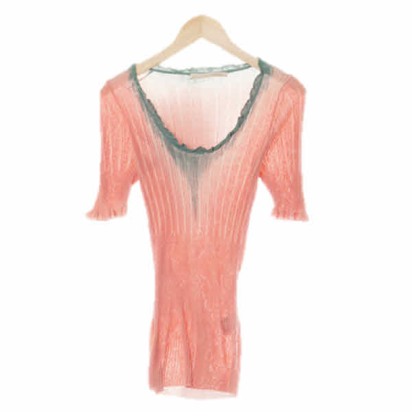 robertocavalli 코랄로즈그린밀리우 실크 그라데이션반팔플레어니트티