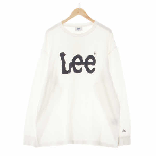 Lee 화이트 면 센터빅로고라운드넥긴팔티