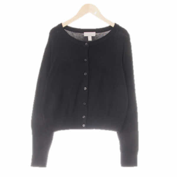 h&m 블랙 비스코스혼방 와이드라운드넥숏가디건