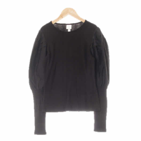 h&m 블랙 리브드퍼프소매티