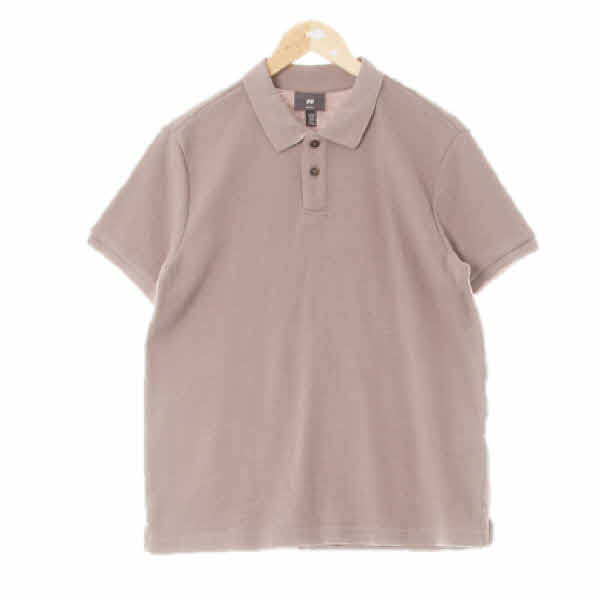 h&m 모카브라운 면혼방 스몰와플반팔카라니트