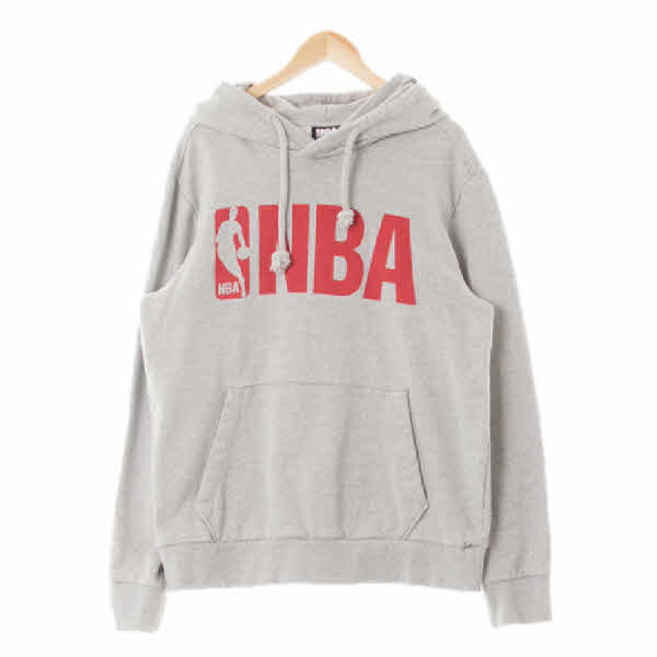 NBA 멜란지그레이 프린팅 면 빅로고루즈후드티