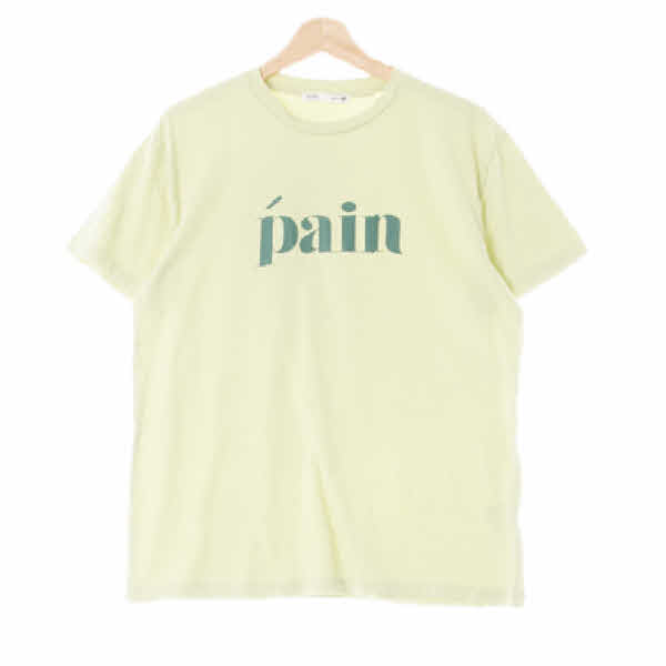 미쏘 라임그린 면 Pain레터링반팔티