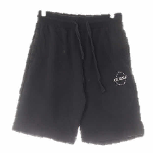 게스 블랙 면혼방 라운딩로고하프스포츠팬츠