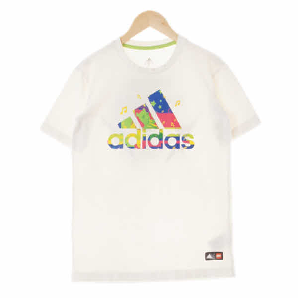 아디다스 화이트 프린팅 면혼방 루즈로고라운드반팔티