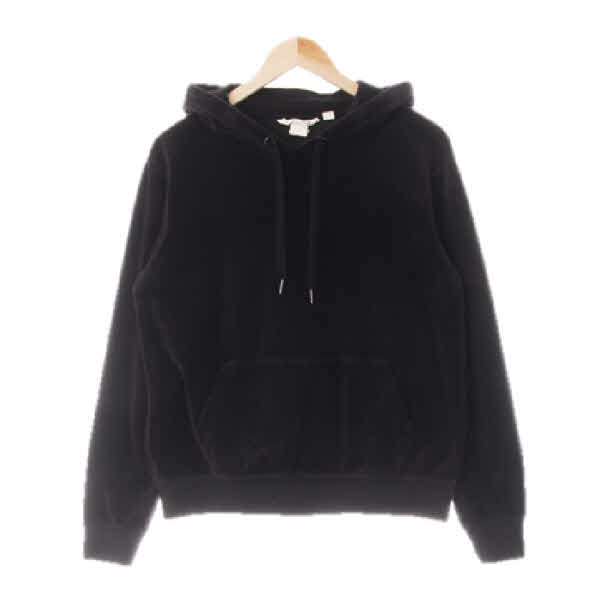 h&m 블랙 면혼방 벨로아루즈후드티