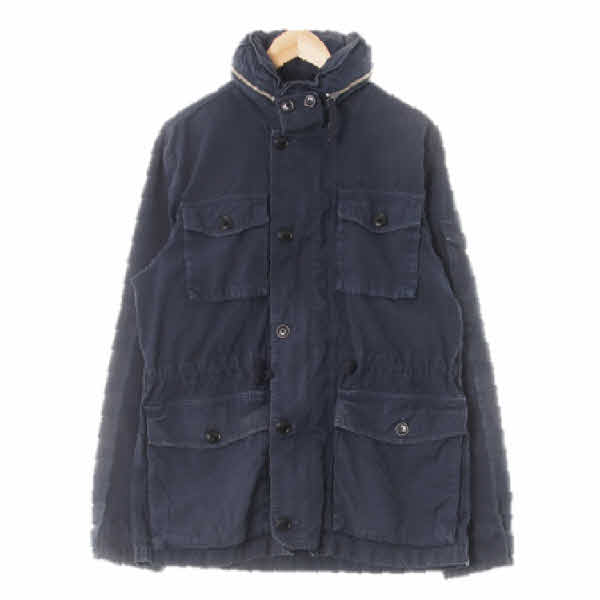 jcrew 빈티지더스티네이비 면 하이넥더블하프집업자켓