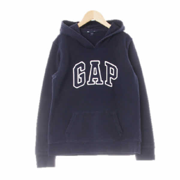 gap 네이비 면혼방 빅패치레터링후드티