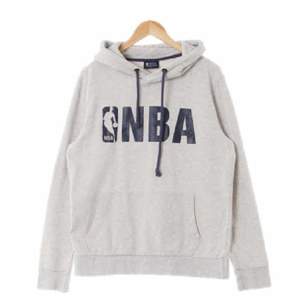 NBA 멜란지화이트 프린팅 면혼방 빅레터링로고후드티