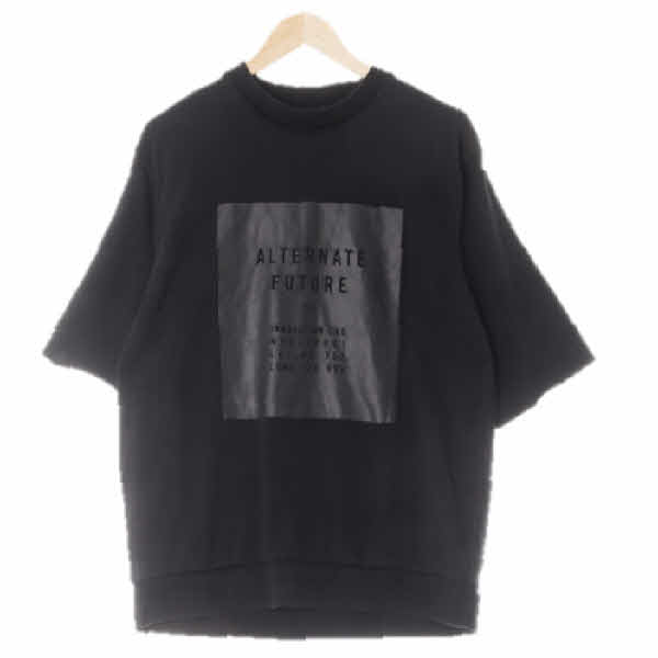 h&m 블랙 프린팅 면 중앙레터링반팔맨투맨 