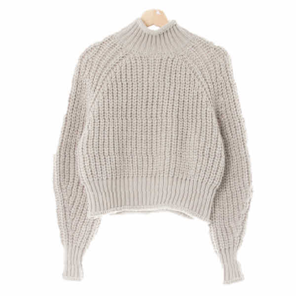 h&m 라이트그레이 폴라뜨개질크롭긴팔니트스웨터