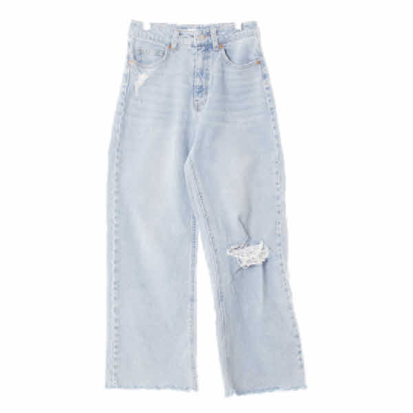h&m 연청 데님 데미지하이웨스트와이드커팅진