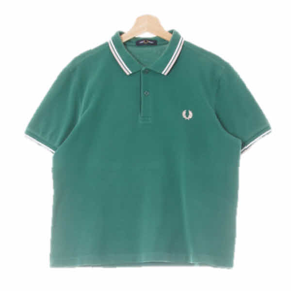 Fred Perry 그린 면 핑크배색카라반팔티