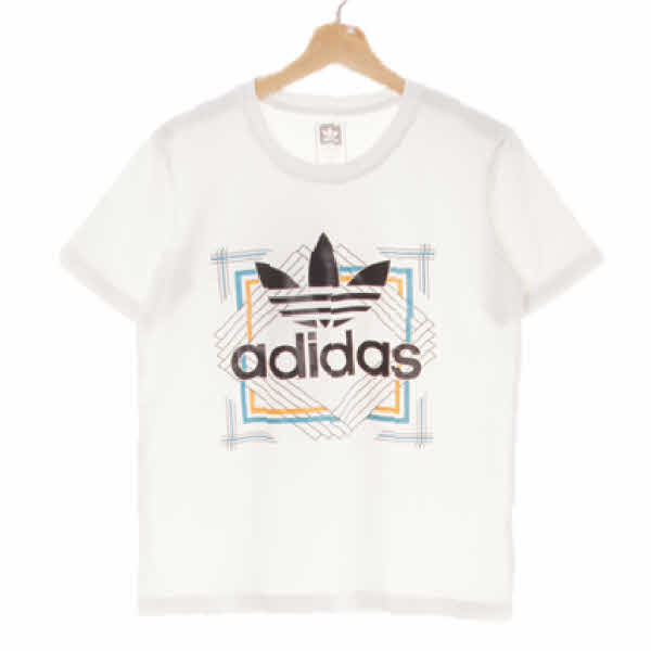 아디다스오리지널 화이트 면 빅로고라운드반팔티
