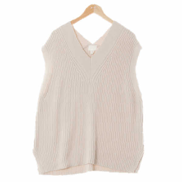 h&m 그레이시아이보리 면혼방 브이넥롱골지니트조끼