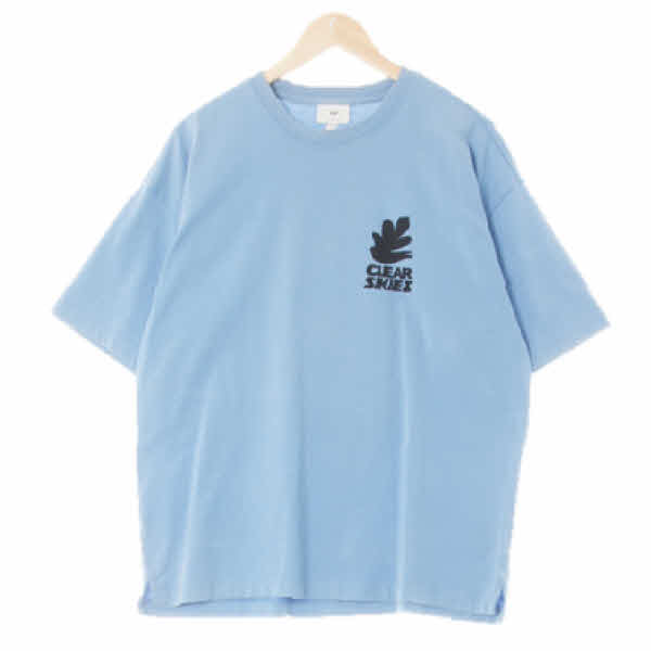 h&m 그레이시블루 버드쉐도우프린팅 면 오버사이즈라운드반팔티