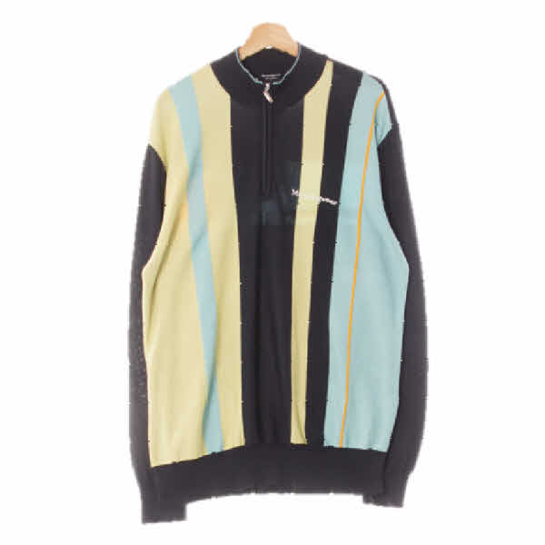 munsingwear 네이비블루 면혼방 블럭하프집업긴팔니트티