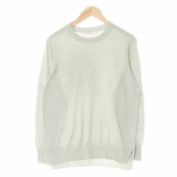 bcbg 그레이시민트 울혼방 물결넥긴팔니트티