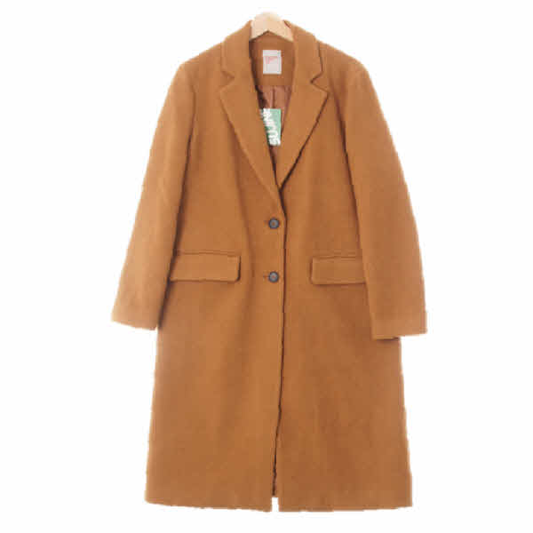 h&m 브릭브라운 울혼방 투버튼맥시모직코트