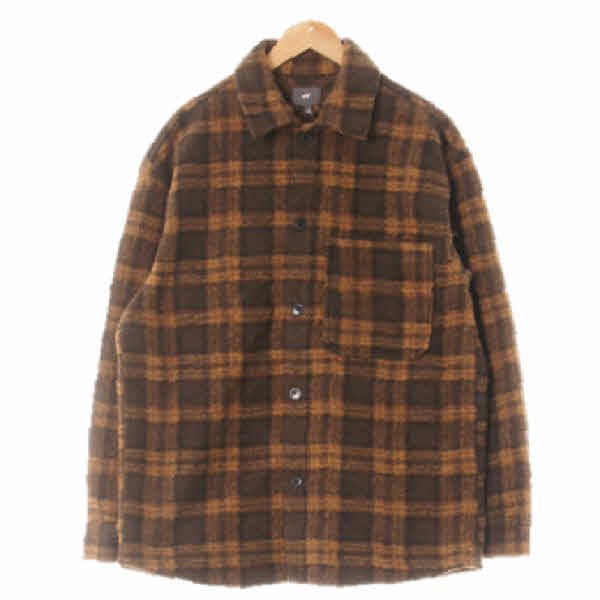 h&m 라이트에스프레소브라운 체크 울혼방 포켓모직자켓