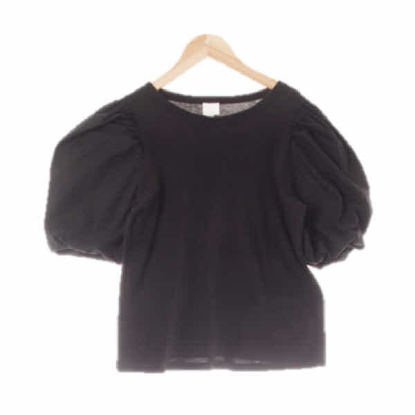 H&M 블랙 면 벌룬반소매티셔츠