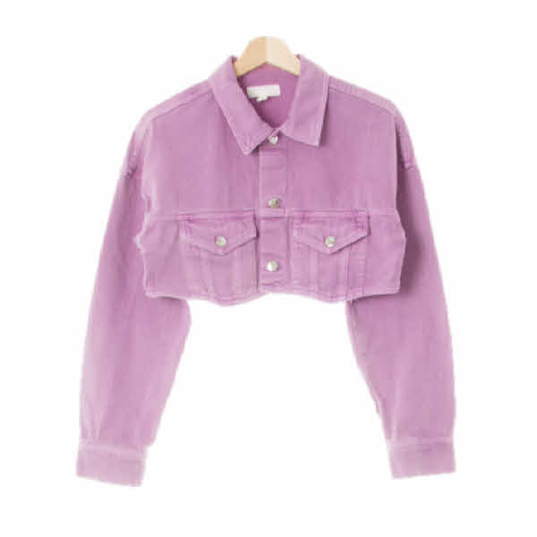 h&m 바이올렛 면 물결크롭워싱숏재킷