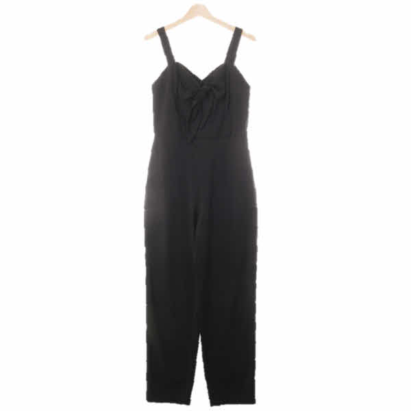 h&m 블랙 비스코스혼방 빅리본민소매점프수트