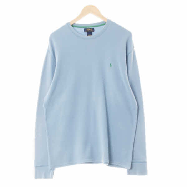 폴로랄프로렌 더스티블루 면 와플크루넥포니긴팔티