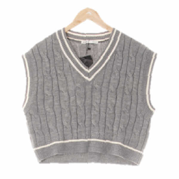 미쏘 멜란지그레이 꽈배기패턴 크롭브이넥케이블베스트