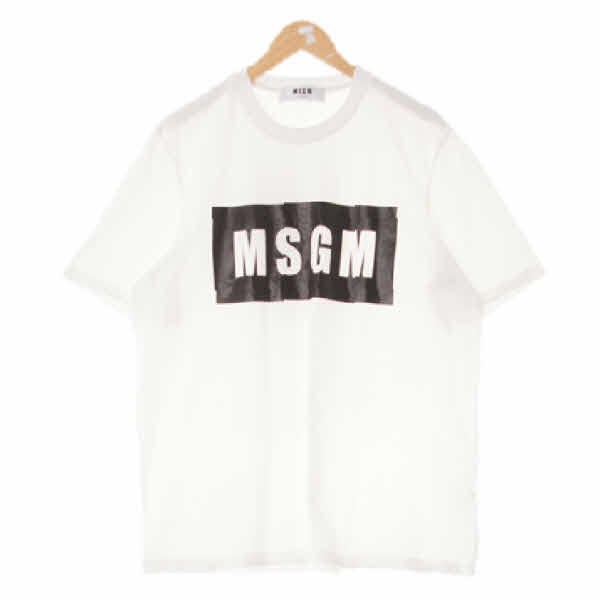 msgm 화이트 면 빅로고라운드루즈핏반팔티