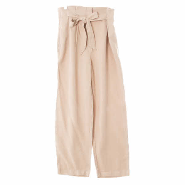 h&m 베이지 비스코스혼방 투턱빅리본슬랙스
