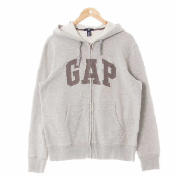 gap 멜란지그레이 면혼방 자수빅로고후드집업